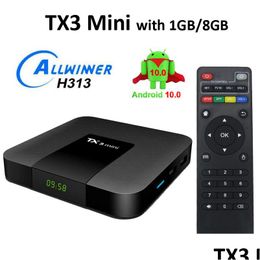 Android TV Box TX3 Mini Smart Allwinner H313 2.4G WiFi 10 2G 16G 4K HD 1.5 GHz SETTOP TVBOX 2.4GHz Media Player Drop Delivery Electro Dh54G