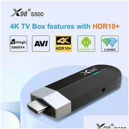 Android Tv Box X98 S500 Smart Stick 11.0 Amlogic S905Y4 2G/16G 4G/32G 3D Video 4K 2.4G 5G Wifi Bt Set Top Drop Delivery Elektronica Dhbdi