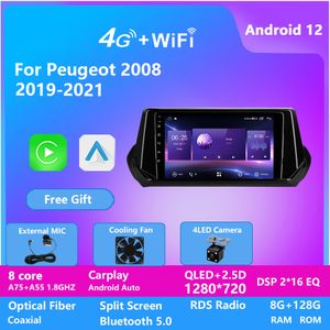 Android Video Car Radio Player voor Peugeot 2008 2019-2021 met Qled CarPlay 4G DSP IPS-scherm