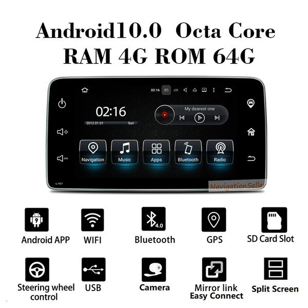 Android10.0 Lecteur DVD de voiture Radio multimédia pour Mercedes-Benz Smart Fortwo C453 A453 W453 2015-2018 Navigation GPS stéréo Écran tactile 9 pouces Bluetooth Wifi