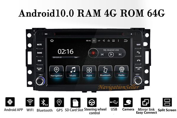 Android10 Octa core DDR3 4G stockage 64G lecteur dvd de voiture pour Hummer H3 2006-2009 système multimédia de navigation bluetooth voiture radio stéréo audio