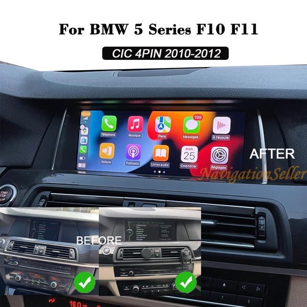 Android13.0 pour Bmw série 5 F10 F11 CIC 2010-2012 Apple CarPlay Android Auto rénovation écran tactile Gps Navigation radio mise à niveau multimédia WIFI 4G Tiktok dvd de voiture