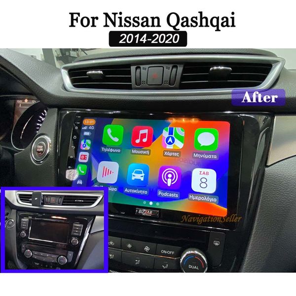 Android13 Radio GPS para automóvil para Nissan Qashqai X-Trail Rouge 2014-2020 Reproductor de audio y video 4G RAM 64G ROM Carplay incorporado/Android Pantalla táctil automática Reproductor multimedia DVD para auto