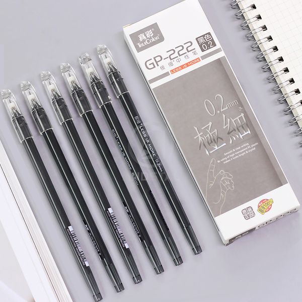 Andsta 12pcs / lot 0.2mm Ultra Fine Finance Gel Pen recharge d'encre noire gelpen pour fournitures de bureau scolaires stylos fixes papeterie 201202