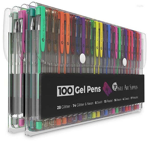 AndStal 100 Color Color Ink Gel stylos ensemble pour adulte coloriage aquarelle stylo art fournitures papeleria kids gift scolaire papeterie