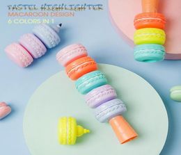 Andlstal mignon kawaii 6 couleurs en 1 macaron pastel couleur plateau de surligneur couleur douce pour le marqueur scolaire papeterie hilighter2871227