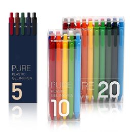 Andstal kaco 20/10/5 kleuren intrekbare gel pen set 0.5mm kleurrijke gel inkt pen navulling Gelpen voor school kantoor stationaire pennen 210330