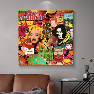 Andy Warhol Graffiti abstracto Pop Art Canvas Painting Posters and Prints Wall Art Picture of Pop Star para la decoración del hogar de la sala de estar