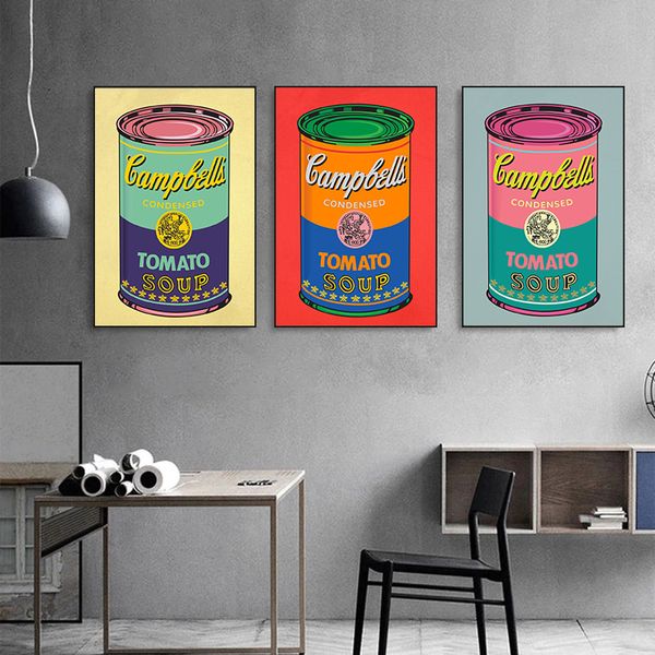 Andy Warhol Campbell Sopa Pop Arte Pop Canvas Pintura de la pared estética Pictures Café Bar restaurante Decoración del comedor