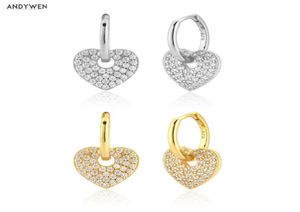 ANDYWEN 925 sterling zilver 85 mm druppeloorbel piercing pendiente groot hart luxe kristal pave mode clips sieraden cadeau 2106248761395