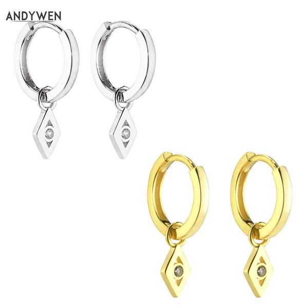 ANDYWEN 925 plata esterlina aros grandes colgante bucles pendiente cristal CZ ojo Petti Gadget mujer joyería Navidad 210608