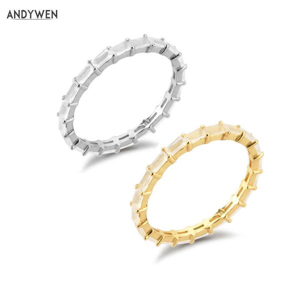 ANDYWEN 925 argent Sterling cercle rond lait Zircon taille bague mode bijoux fins cristal mariage CZ bijoux de luxe 210608