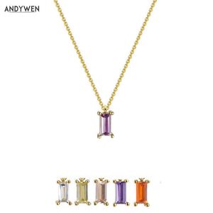 Andywen 925 Sterling Silver Purple Pendentif Collier Femmes Meilleur Cadeau Zircon Cz Bijoux De Luxe pour 2022 Fashion Party Déclaration