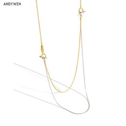 Andywen 925 Sterling Zilver Drie Typen Slijting Choker Ketting Speciale Keten Sieraden Goud Zilver Combinatie Stijlen Party Jewe Q0531