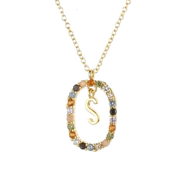 Andywen Sterling Sier Gold Alphabet S t n Lettre i L o v e y u Pendant Collier de chaîne initiale Fine Bijoux 2106083386