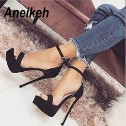 Aneikeh, novedad de 2020, sandalias de tacón alto con plataforma de 14,5 CM, sandalias sexis de verano con correa en el tobillo y Punta abierta, vestido de fiesta tipo gladiador, zapatos de mujer talla 42