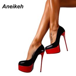 Aneikeh printemps femmes sexy 16cm extrême talons hauts plate-forme dames pompes stiletto chaussures femme glisser la taille 34 - 40 258-90 lj200925