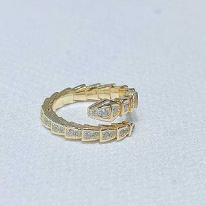 Anneis Ring 18K Jewlry Viper Ring 2 Color Jewlry with Stone Geometry Design Ring