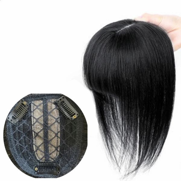 Anemone Human Hair Toppers Clip Bangs Fringe Hair Volume Brésilien Brésilien Straitement non-Remy Air Bangs For Hair Loss Machine 240403