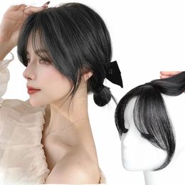 Anemone Natural Human Hair Bangs Side Fringe for Women 3D Middle Part False Bangs Clip-in Extensions Invisible Hairpieces 240415