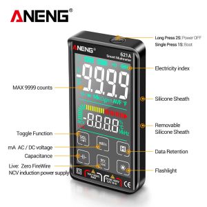 Aneng 621A Intelligent Digital Multimeter Touch Screen 9999 Tellingen Oplaadbare draagbare NCV Universal Meter voltmeter Ammeter