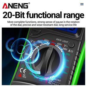 ANNENG HANDELD DIGITAL Multimètre LCD Backlight Portable AC / DC AMMETER VOLTMETER OHM TESTAGE TESTER METRIMETRO