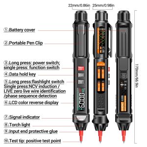 Aneng Multimeter Voltmeter Professionele digitale multimeter tester A3007/A3008 Pro Auto Sensor Pen Tester 6000Counts Spanning Test