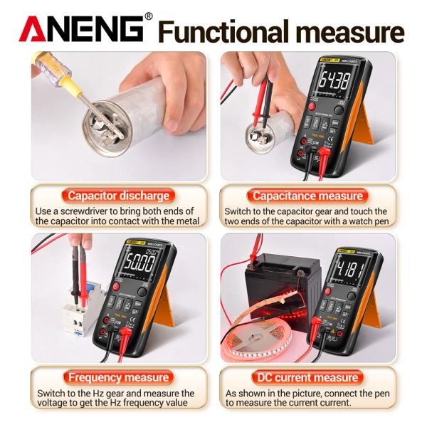 Aneng Q1 multímetro digital 9999 Cuenta verdadero RMS Automotive Automotive Electrical Transistor condensador NCV Tester Professional Meder Prueba