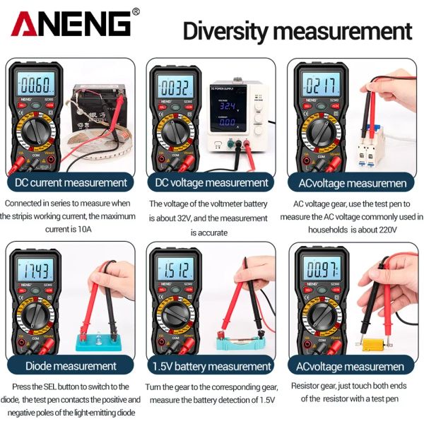 ANNENG SZ302 Digital Multimètre AC / DC Votage Current Automatic Tester NCV Detector Resistance OHM AMMETER CAPACITANCE METTERNANCE