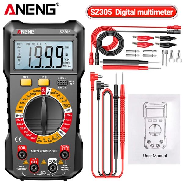 ANNENG SZ305 Testers de condensateurs multimètres professionnels 1999 Compte le voltmètre intelligent AC / DC RÉSISTANCE DE COURANT RÉSISTANCE OHM TEST TOUR