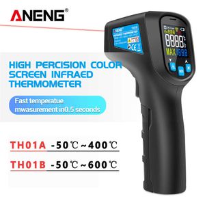 ANENG TH01B Thermomètre infrarouge numérique IR laser Capteur de température Pistolet Thermomètre sans contact -50 ~ 600C Mètre Pyromètre 210719