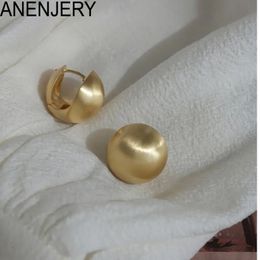 Boucles d'oreilles sphériques sphériques brossées auriflées anenjery pour femmes accessoires polyvalents créatifs uniques Brincos 240410.