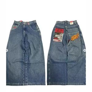Jeans à jambe large jnco personnalité hip-hop américaine de rue harajuku y2k pantalon décontracté à jambe droite 240104