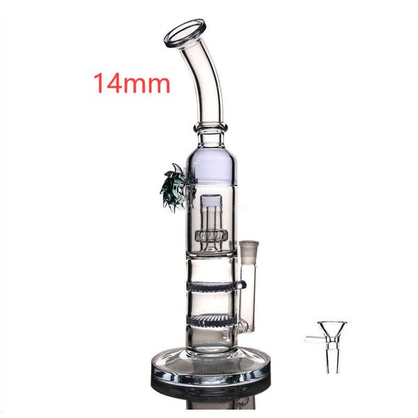 Angel Eyes bongs de vidrio pipas de agua Purple Honeycomb perc agua Bong pipas 13.7 