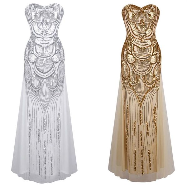 Angel-fashions femmes paillettes bretelles chérie Tulle clapet Gatsby robe de mariage Empire robe FBA-186207a