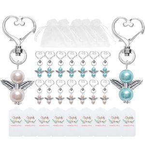 Angel Gunst Sleutelhangers Dank u Tags Gift Tassen Gast Return Gunsten Baby Shower Bruids Douche Huwelijksgeschenken JK2101XB