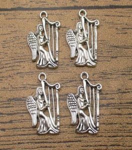 Angel Harp Charms 25PCSLot 2213mm Muziek Sieraden Accessoires Meisje Hanger Bedelarmband Antiek Zilver ToneWY10728909079