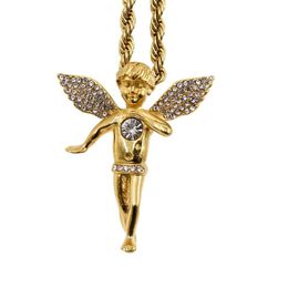 Collier d'ange religieux pour femmes hommes doré chaînes vintage