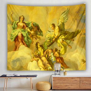 Angel Notre Dame Tapestry Plant Wildflower Tapestry Wall Mount Flower Referentie Grafiek Hippie Bohemian Tapestry Kleurrijke Psychede 210609