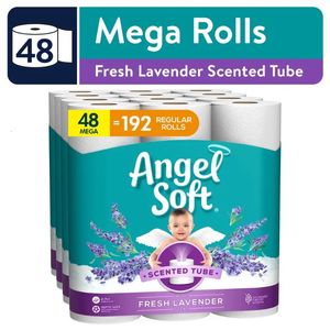 Papier toilette doux Angel avec tube parfumé à la lavande fraîche 48 méga rouleaux 4 paquets de 12 240127
