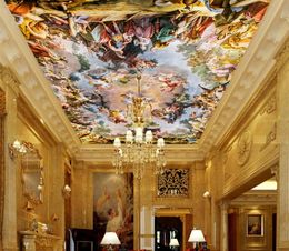 Engelenbehang muurschildering Op maat gemaakt fotobehang Groot 3D Stereo romantisch plafond 3D muurschilderingen behang