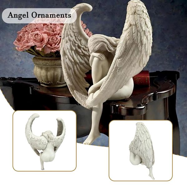 Angel Wing Figurine Modern 3D Embrace Angel Wings Sculpture Crafts 3d Angel Wing Statue Figurine Résine A illustration Craft Home Decor 240408