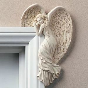 Aile d'ange Sculpture cadre de porte ornements coin 3D résine ange Statue Figurines maison salon décoration KDJK2306