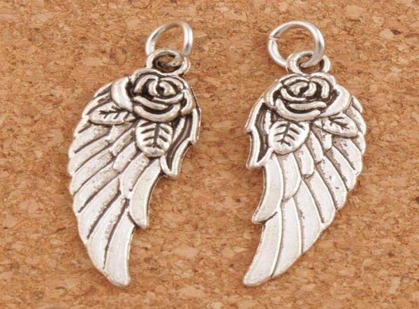 Angel Wing W Rose Spacer Charm Beads 100pcslot 303x107 mm Pendientes de plata antiguos Joyas hechas a mano DIY T16253593330