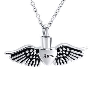 Angel Wings Memorial Urn Ketting Cremation Rvs Hanger Unieke Small Sieraden Ashes Houdersake Heart Hanger Filler