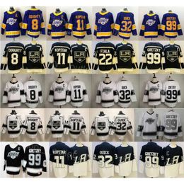 Angeles''kings''los Hockey 8 Drew Doughty Jersey 11 Anze Kopitar 32 Jonathan Quick 22 Kevin Fiala 99 Wayne Gretzky Reverse Retro Zwart Wit 5597