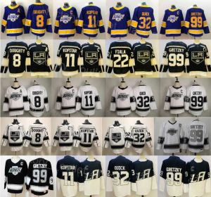 AngeleskingsLos Hockey 8 Drew Doughty Jersey 11 Anze Kopitar 32 Jonathan Quick 22 Kevin Fiala 99 Wayne Gretzky Reverse Retro Black White