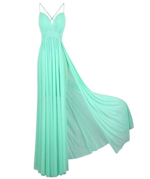 Angelfashions Party Dress Women039s Spaghetti Strap V cou de couche à dessin en soirée Robe de bal Mint Green 4068203093