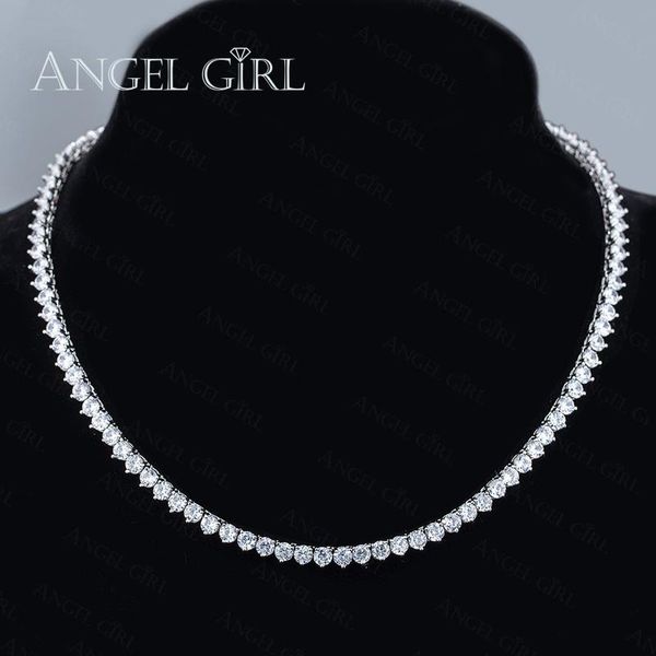 Angelgirl Charms Brillant 18 pouces Trois Prong 4mm Zircon Tennis Argent Et Or Couleur Collier Pour Femmes Et Hommes Marque Bijoux J190625