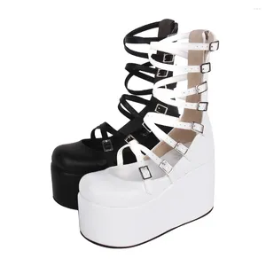 Engelachtige jurk 208 schoenen opdruk meisje lolita punk vrouw cosplay dame high trifle hakken wiggen pompen vrouwen platform 33-47 10 cm 5